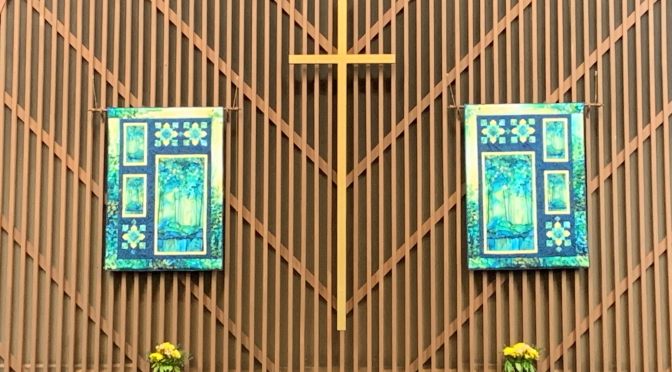 New altar quilts by Bunny Frisvold, unveiled on the Third Sunday after Pentecost.