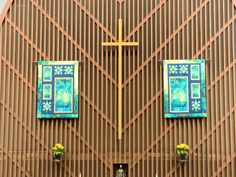 New altar quilts by Bunny Frisvold, unveiled on the Third Sunday after Pentecost.